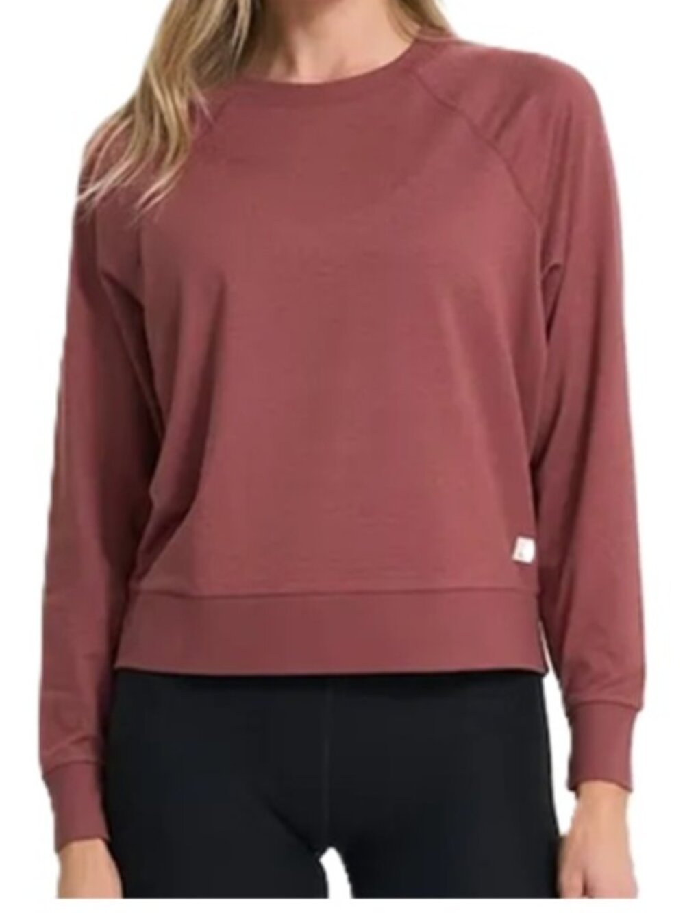 Vuori Halo Crew Sweatshirt Top XL Women Long Sleeve Rosewood Heather Logo Soft